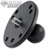 Ram Mounts 2.5" Round Base (AMPs Hole Pattern), 1" Ball & 1/4"-20 Threaded Male Post For Cameras