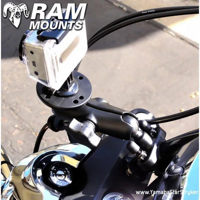 Ram Mounts Handlebar Rail Mount Base & Round Base Adapter With 1/4"-20 Thread For Cameras - Image 2
