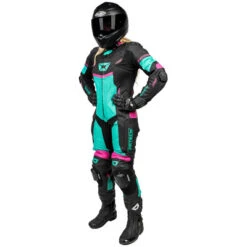Cortech Revo Sport Air Women's 1-Piece Suit -Motorcycle Riding Equipment Revo 1 Piece Womens Suit Black Teal 2 44011.1665588006