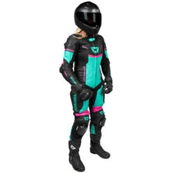 Cortech Revo Sport Air Women's 1-Piece Suit -Motorcycle Riding Equipment Revo 1 Piece Womens Suit Black Teal 3 54985.1665588006